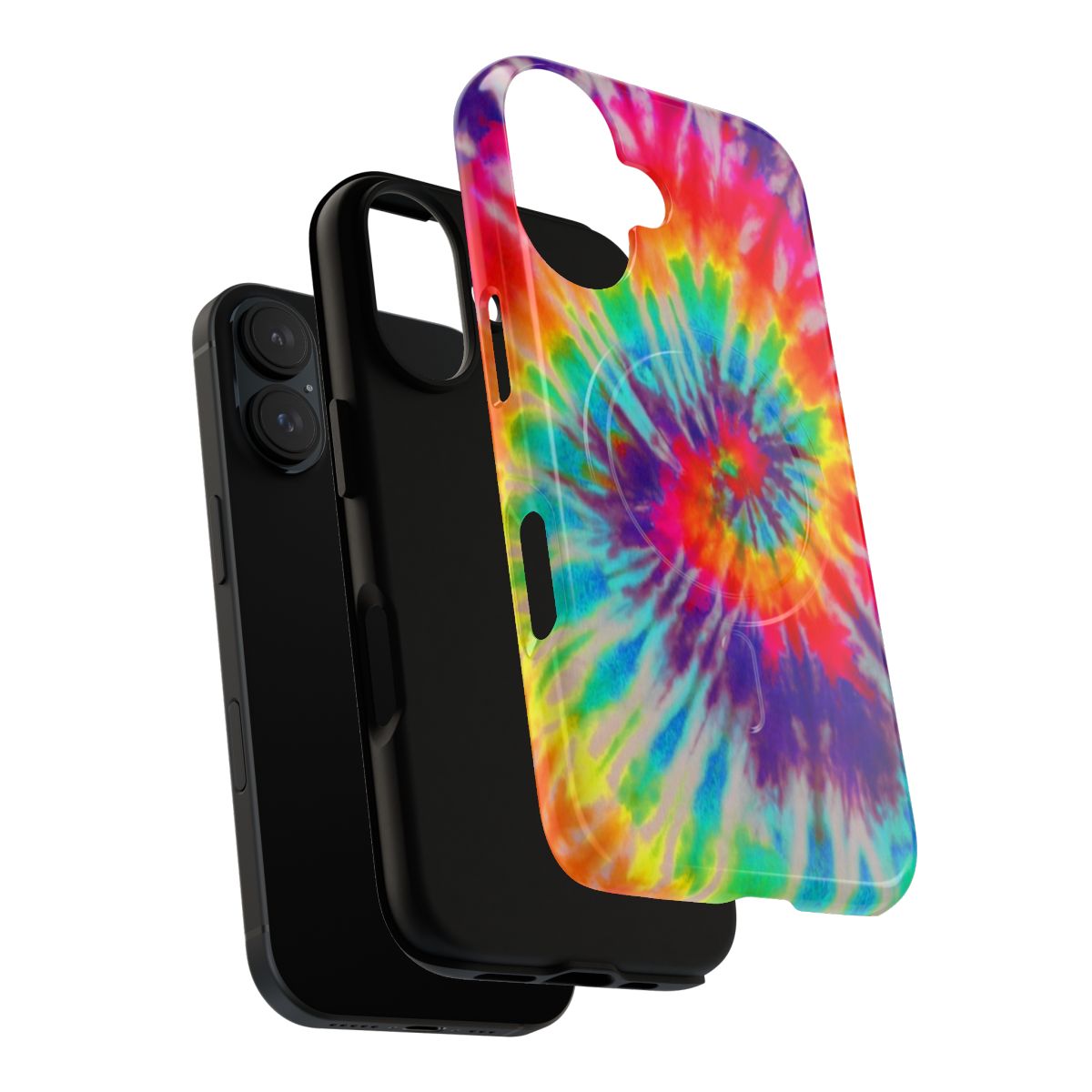 Colorful tie dye pattern on a durable magnetic phone case - Layers