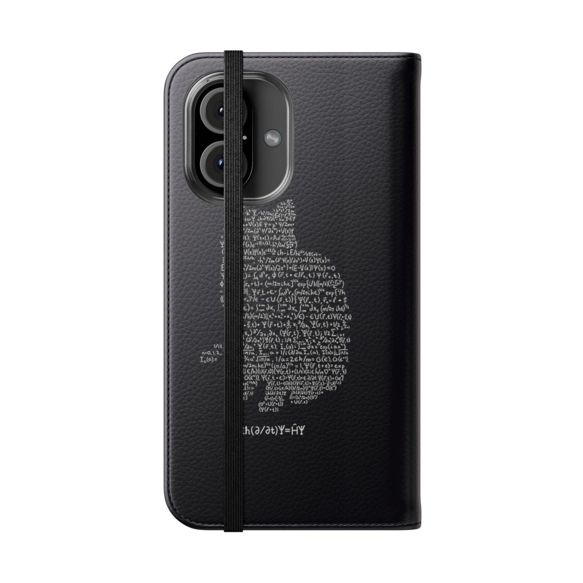 Schrödinger's Cat Flip Phone Case featuring a quantum physics design - Folded Front