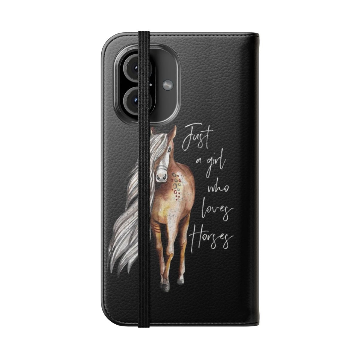 Horse lover phone case with a vibrant horse design - Folded Front