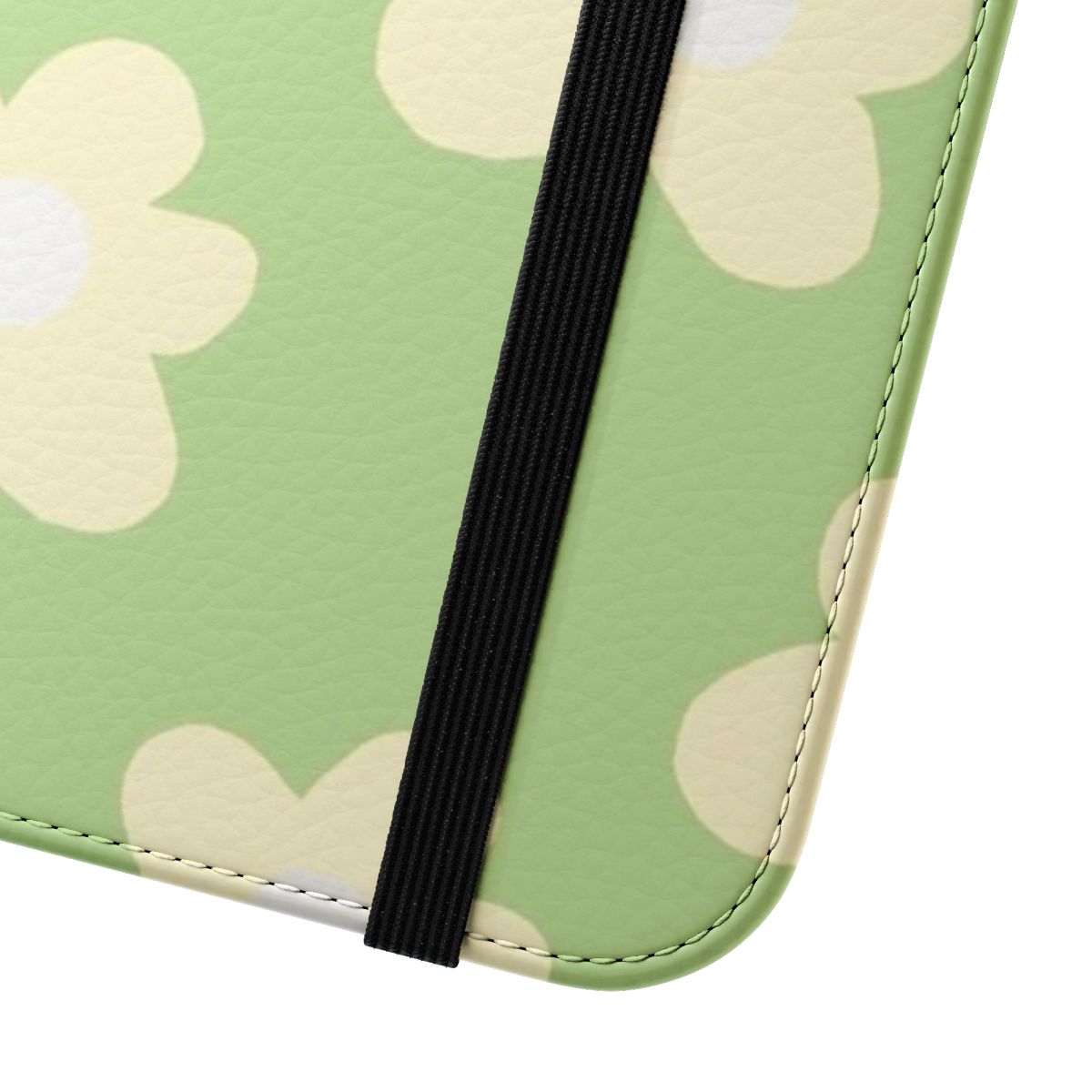 Floral green and yellow flip phone case, inspired by Golf Le Fleur aesthetic - Close Up