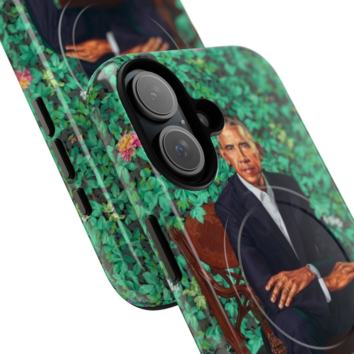 Artwork of former President Barack Obama on a durable magnetic phone case - Detail