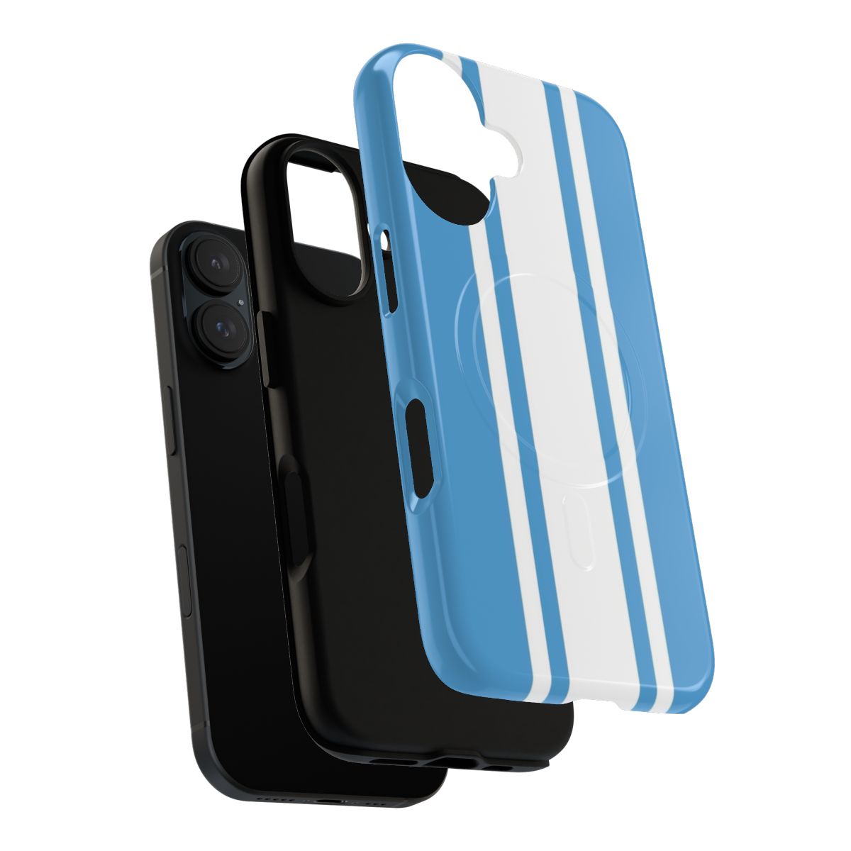 Vertical power stripe magnetic tough phone cases in carolina blue and white - Layers