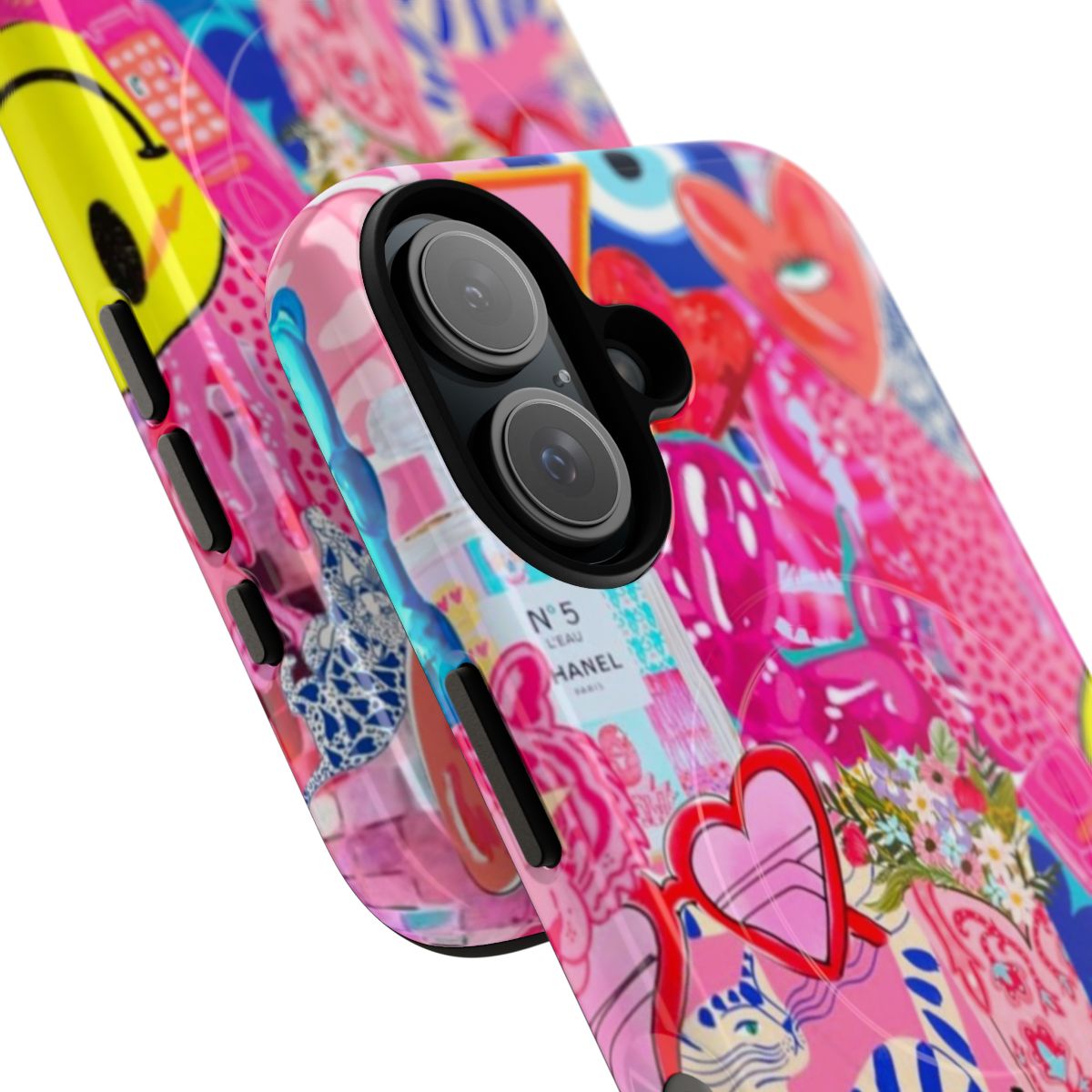 Preppy photo collage design on a durable, magnetic phone case - Detail