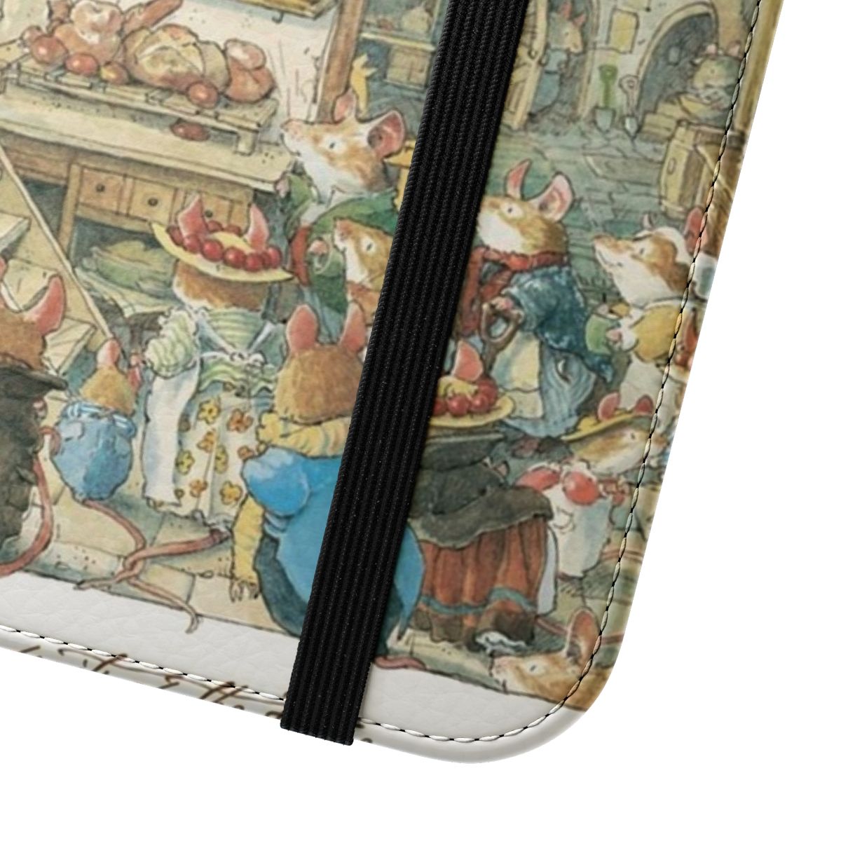 Flip phone case featuring a cozy Brambly Hedge-inspired countryside scene - Close Up