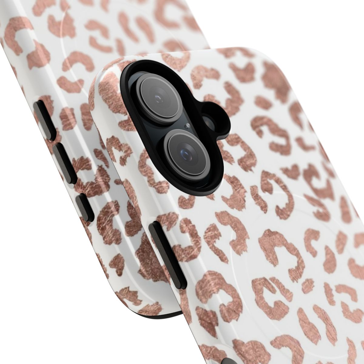 Rose gold leopard print pattern on a phone case - Detail