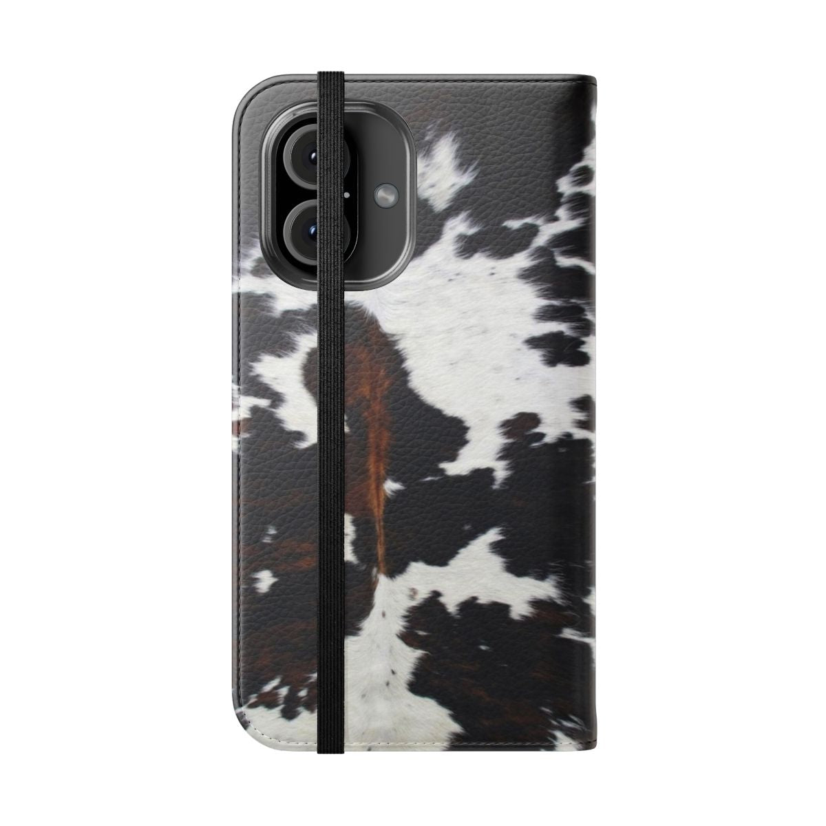 Cowhide Phone Case with Unique Cattle Skin Pattern - Folded Front