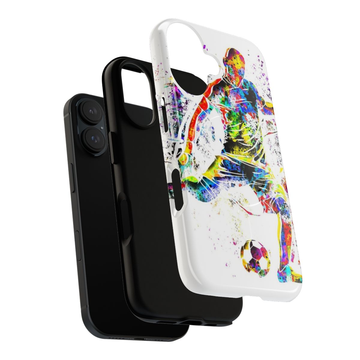 Colorful soccer player illustration on a magnetic phone case - Layers