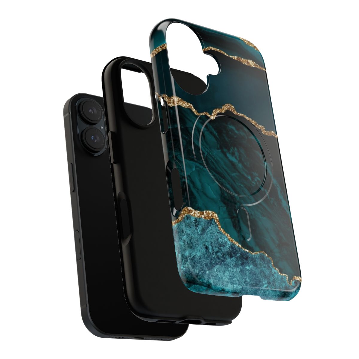 Faux malachite marble pattern on a tough, magnetic phone case - Layers