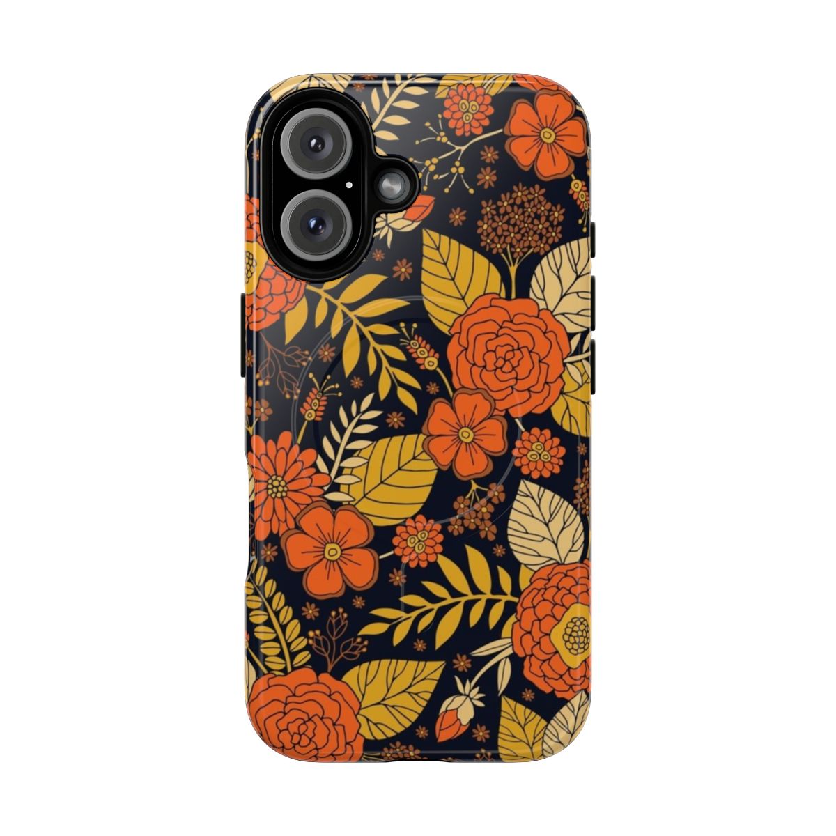 Retro floral pattern phone case with magnetic tough design