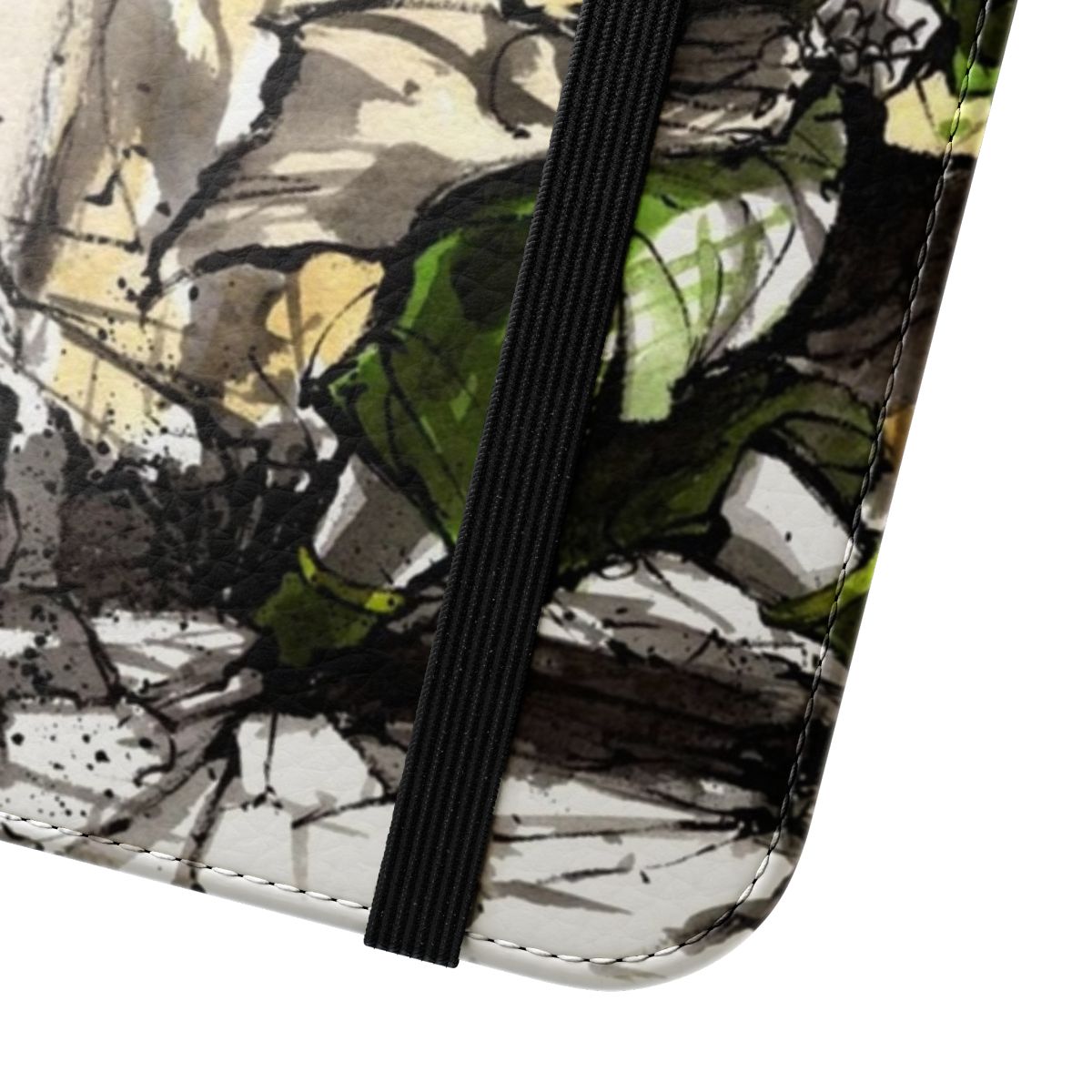 Artistic Toph-inspired phone case with sumi-e and watercolor design - Close Up