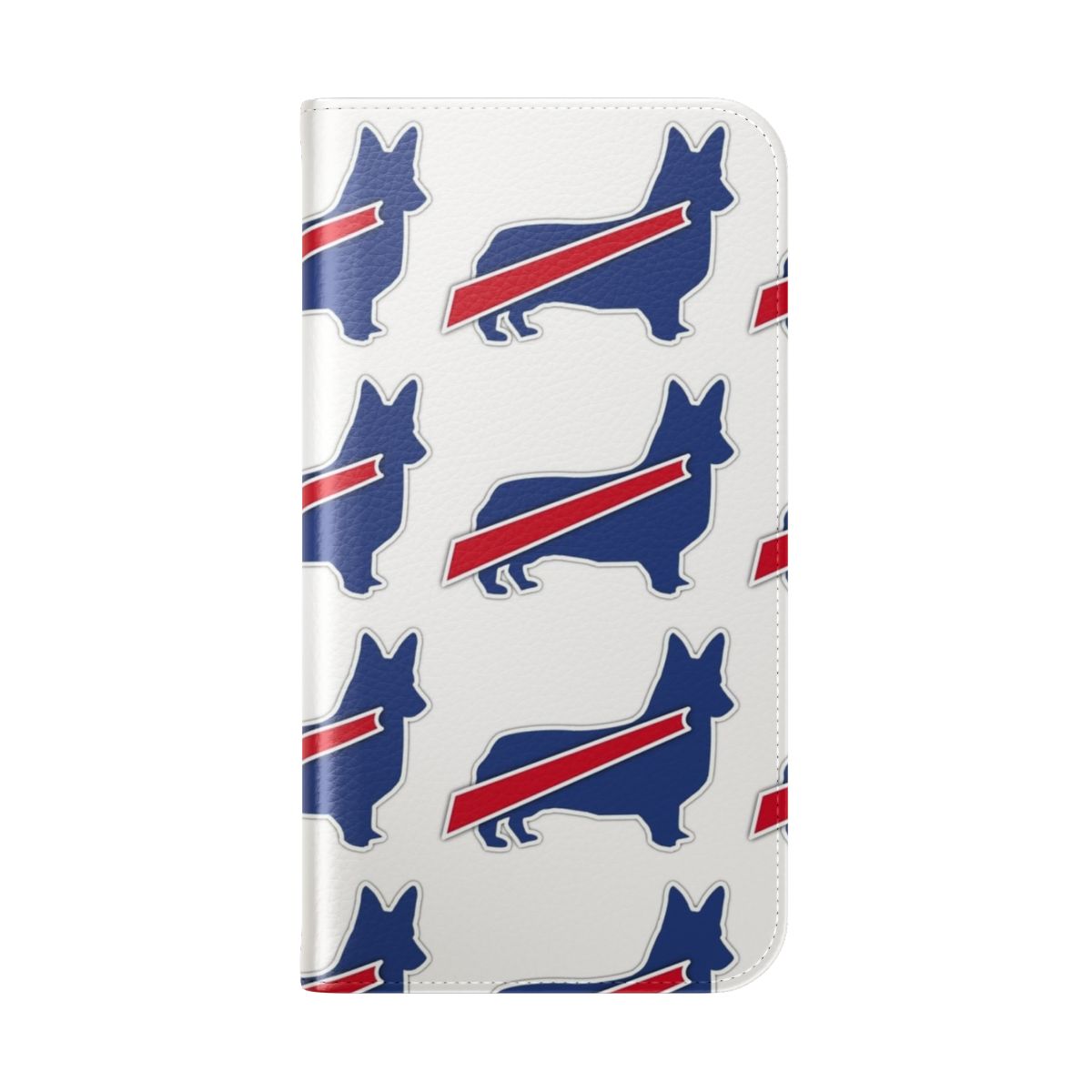 Corgi-themed phone case cover featuring the Buffalo Bills logo - Folded Back