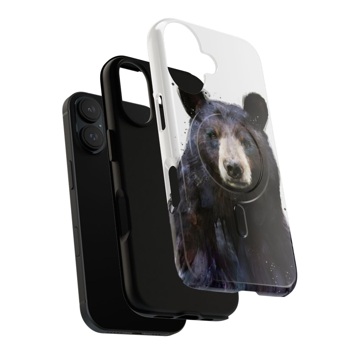 Black bear design on a sturdy, magnetic phone case - Layers