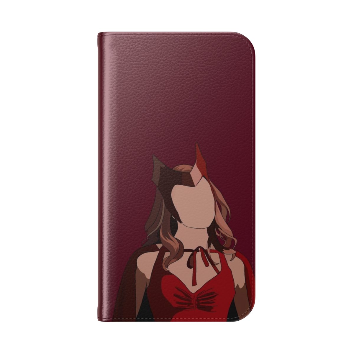 A stylish flip cover phone case featuring a design inspired by the Marvel series WandaVision. - Folded Back