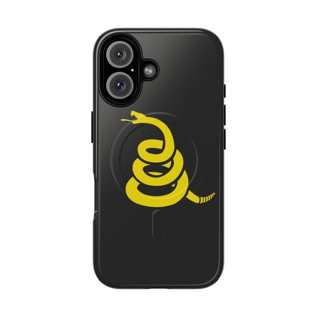 Customizable phone case with a modern interpretation of the Gadsden 'Don't Tread on Me' flag