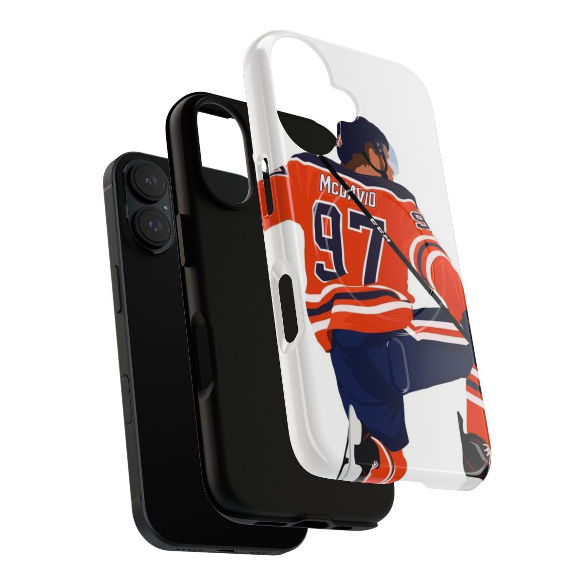 Tough magnetic phone case with Connor McDavid and Edmonton Oilers logo - Layers