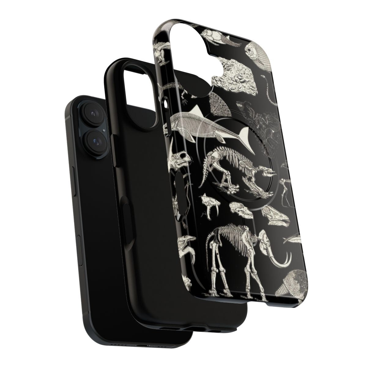 Paleontology-themed phone case with fossil, dinosaur, and archaeology illustrations - Layers