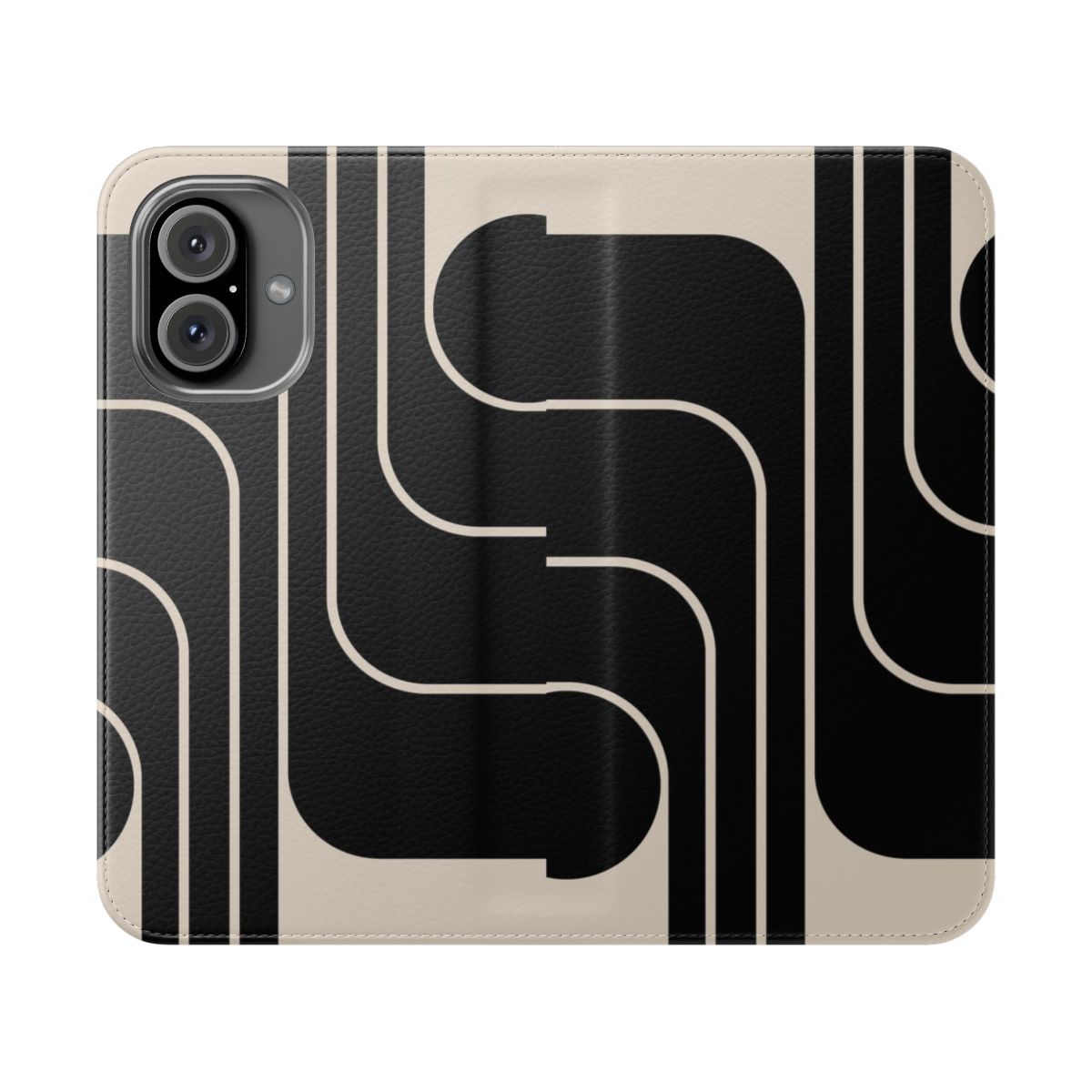 Retro geometric design phone case with a vibrant, abstract pattern