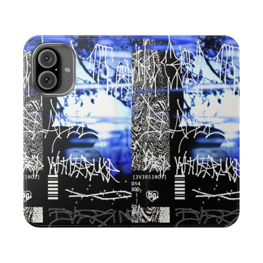 Stylish flip cover phone case with drain gang and bladee inspired design