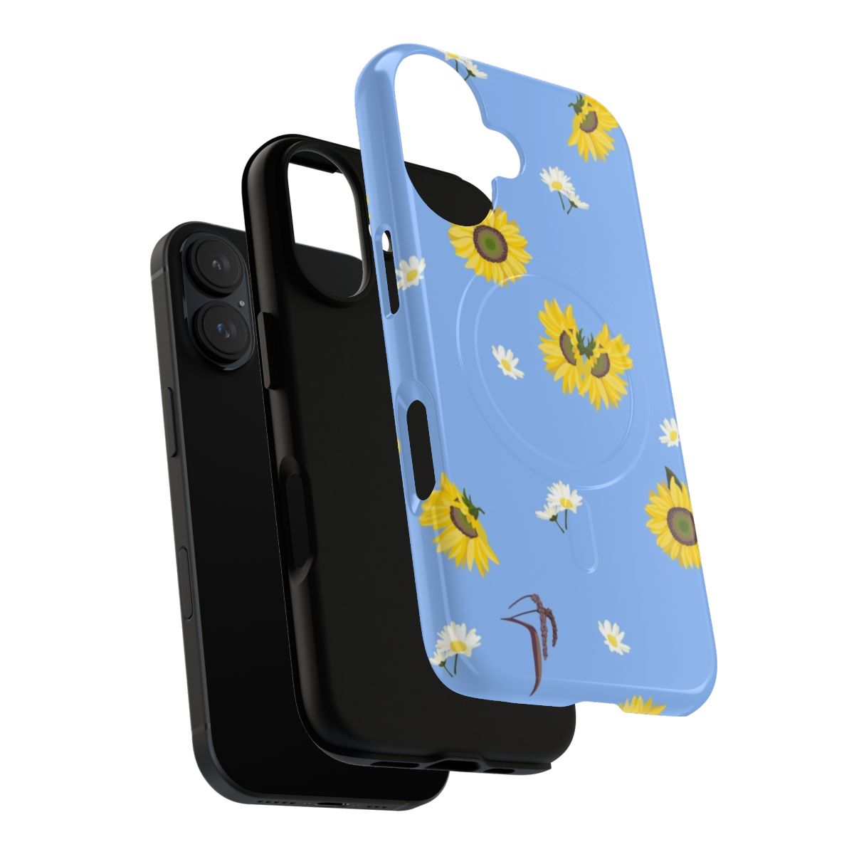 Sunflower pattern magnetic tough phone case - Layers