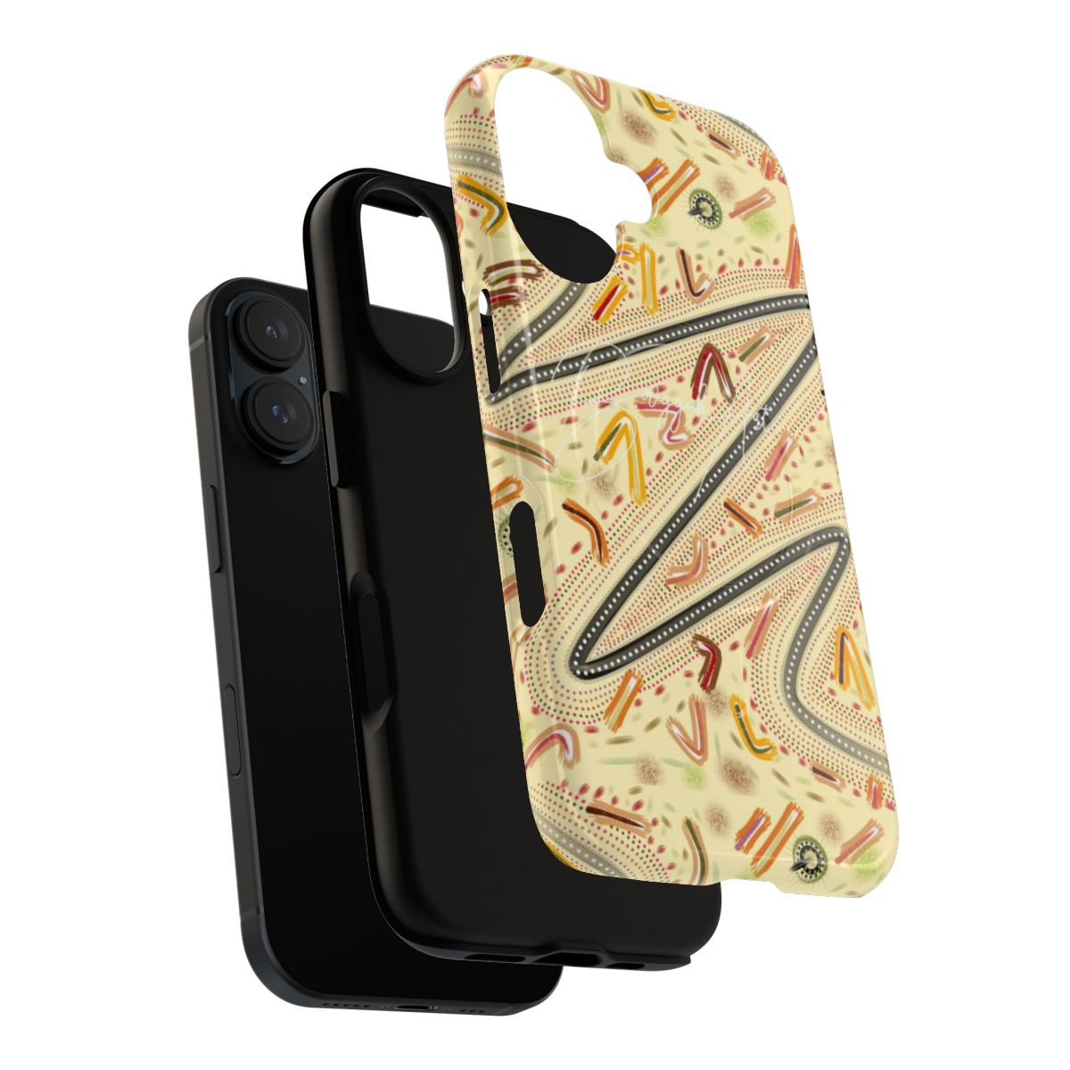 Magnetic phone case with Aboriginal digital art design - Layers