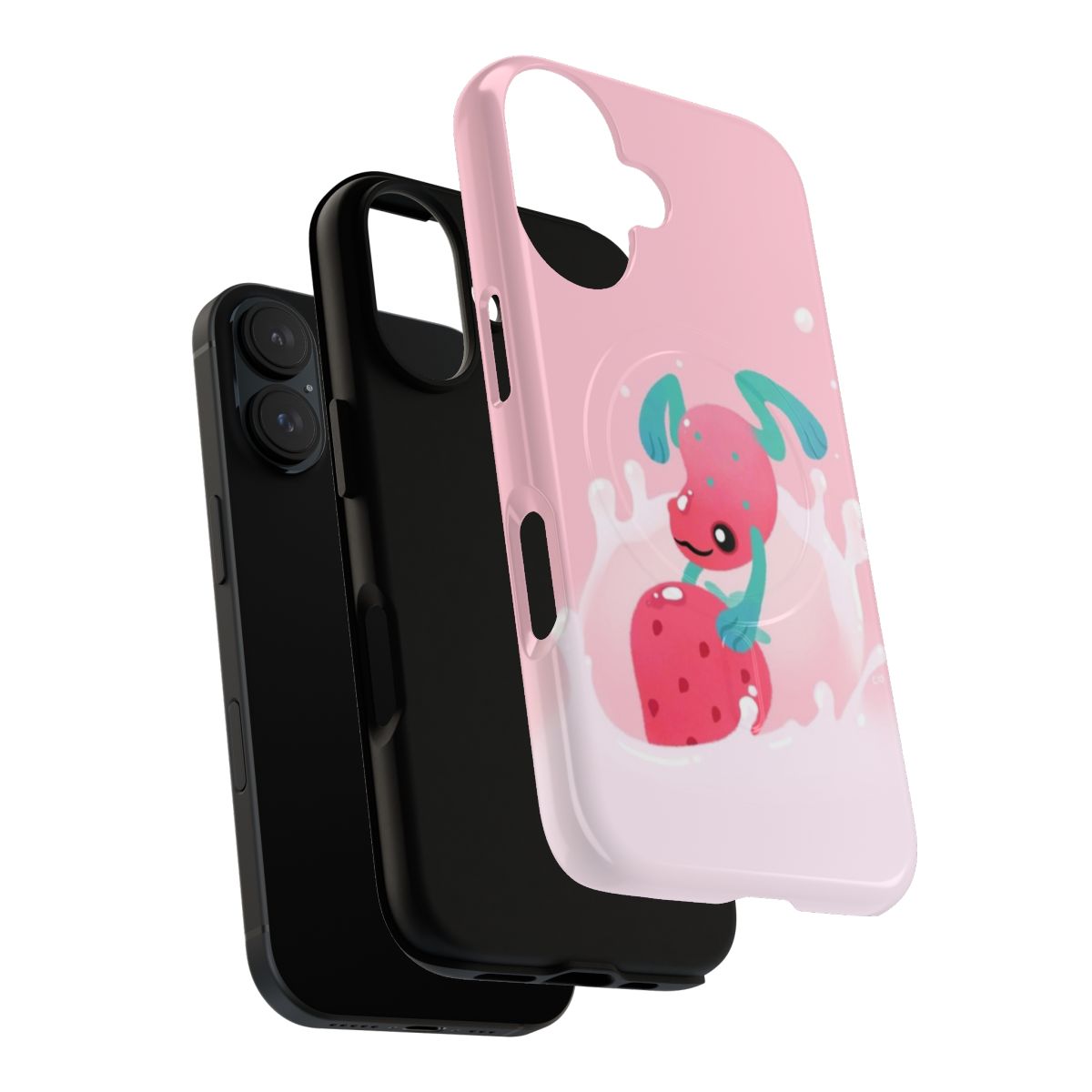 A tropical poison frog phone case featuring a cute strawberry milk design - Layers