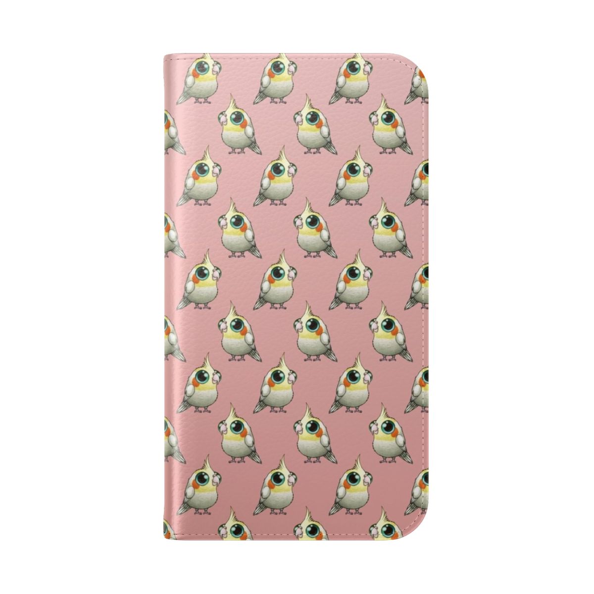 Cute round cockatiel bird design phone case - Folded Back