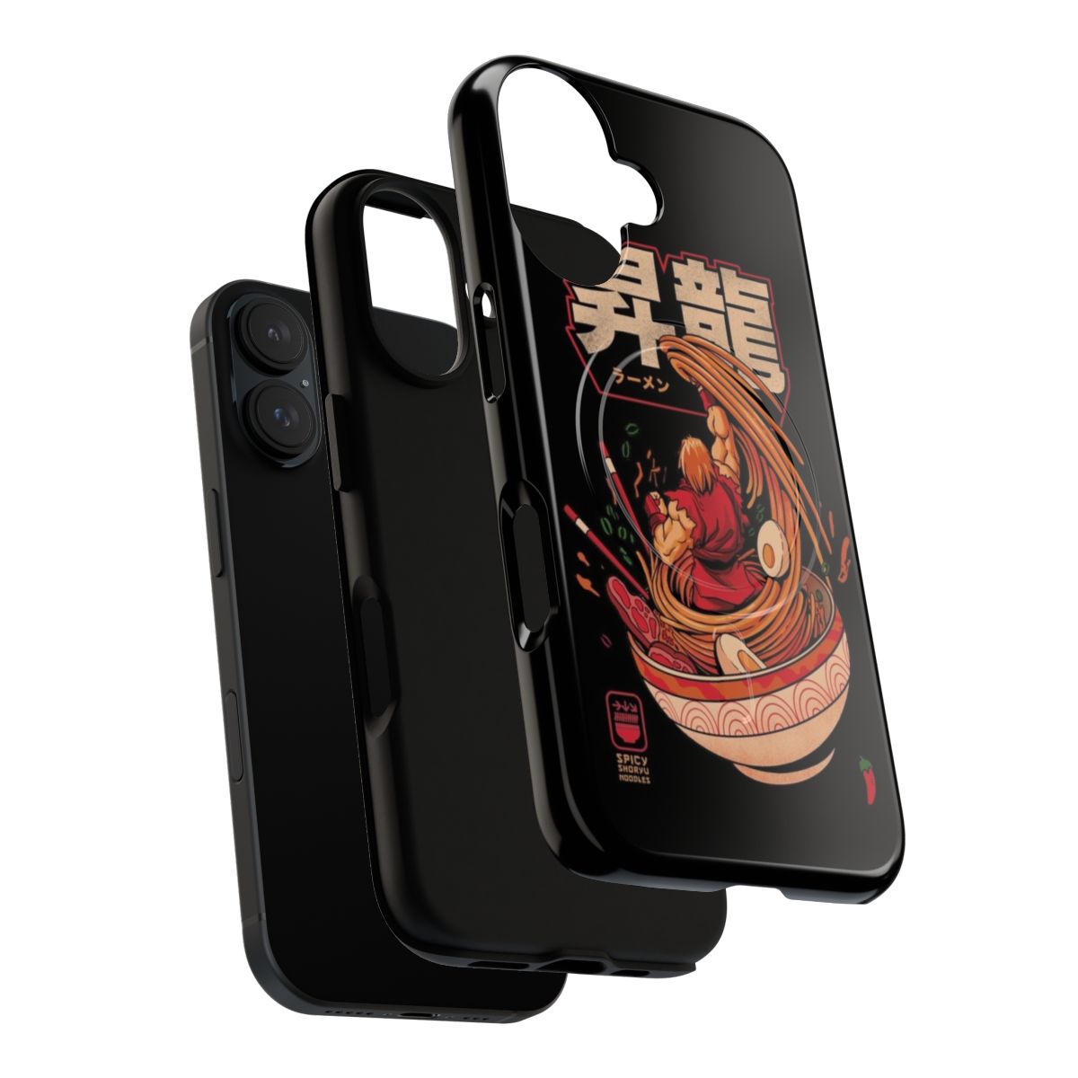 Street Fighter and ramen noodle themed magnetic phone case - Layers