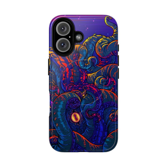 Stylish magnetic tough phone case with colorful kraken, monster, and tentacle design