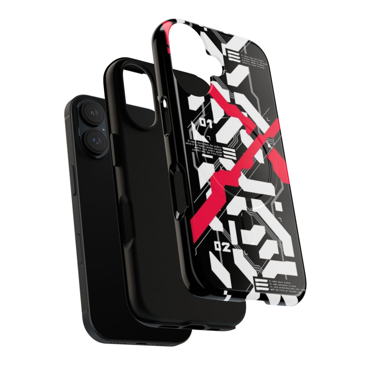 Cyberpunk-style robotic and futuristic design phone case with magnetic closure - Layers