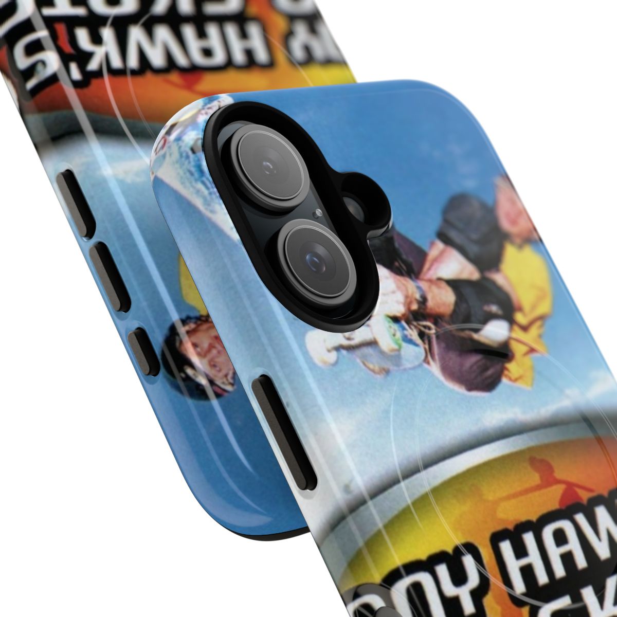 Skateboarding-themed magnetic tough phone case with Tony Hawk design - Detail