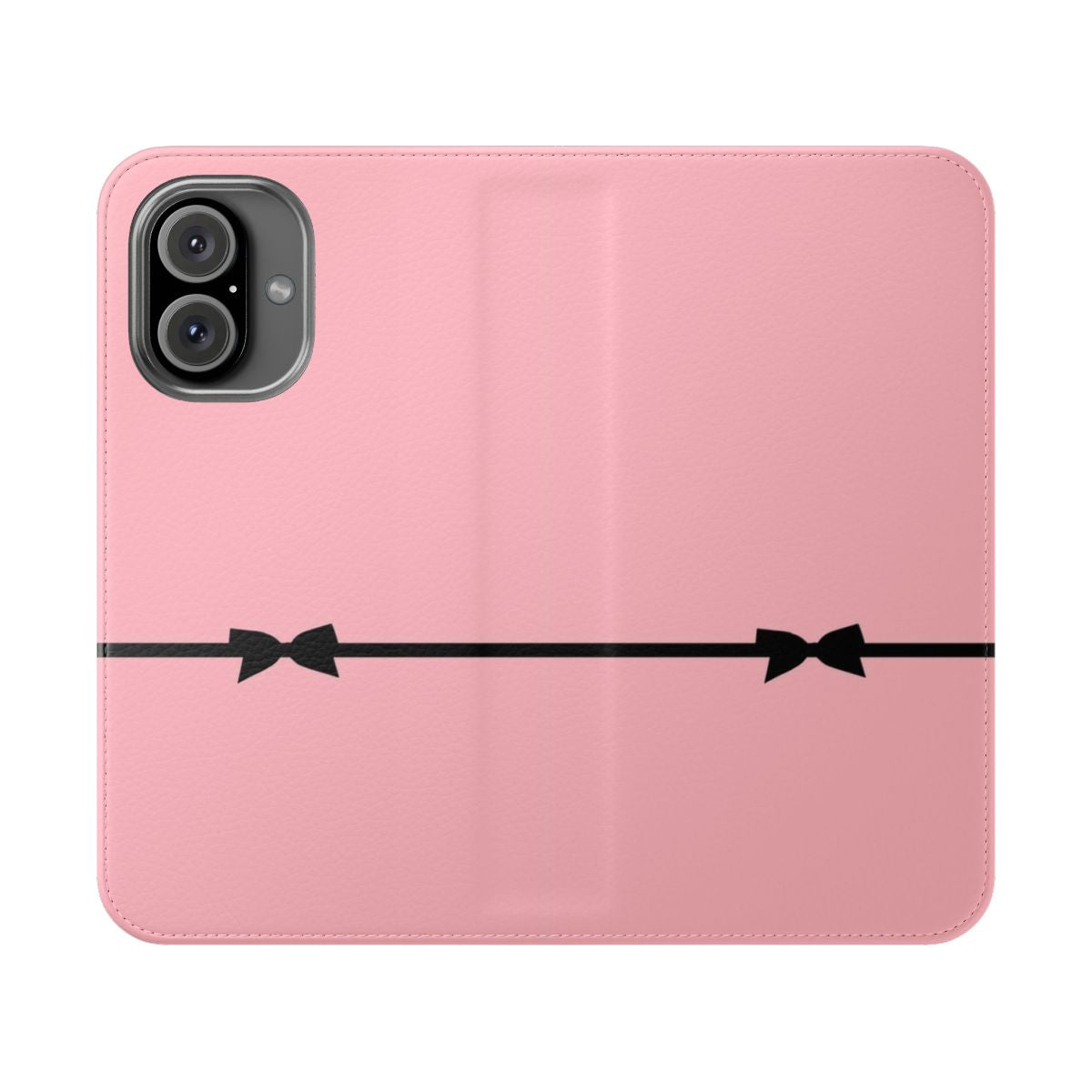 Abstract graphic design phone case in pink and black colors with a bow