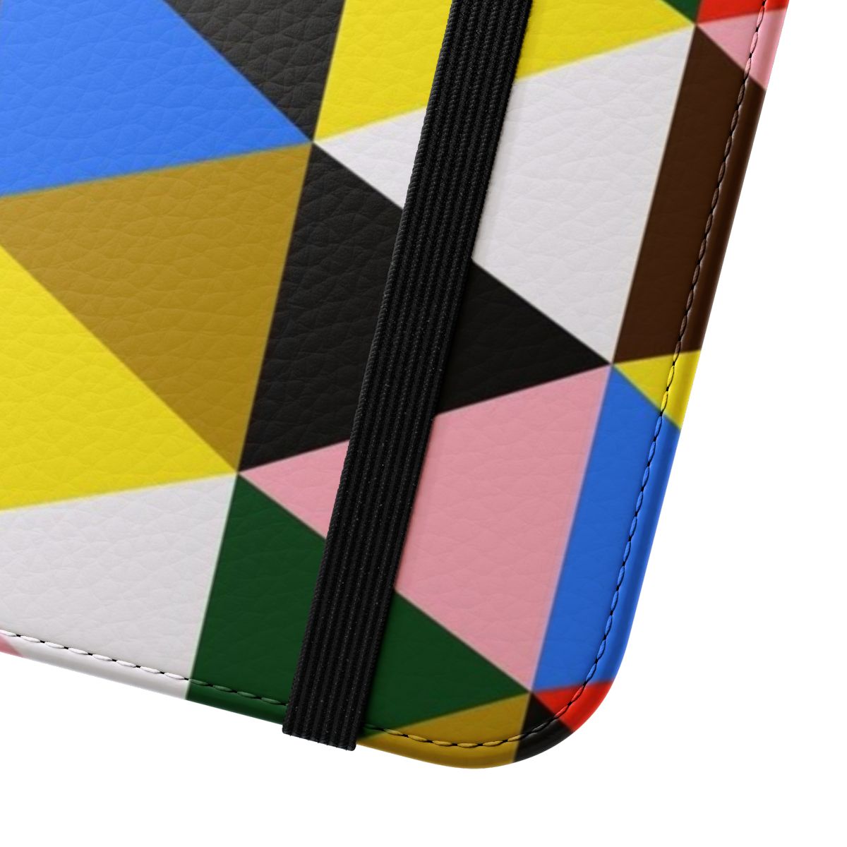 Midcentury modern phone case with abstract geometric hexagon and triangle pattern - Close Up