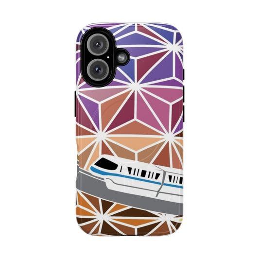 Spaceship Saturn with Blue Monorail Phone Case