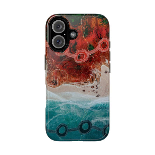 Magnetic tough phone case with vibrant aboriginal art design