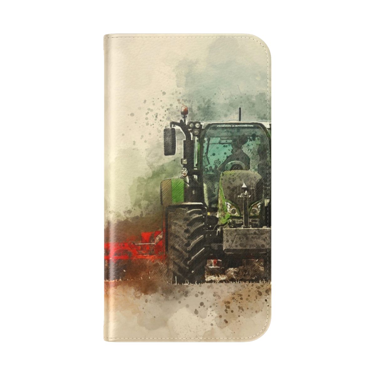 Fendt tractor-themed phone case with flip cover design - Folded Back