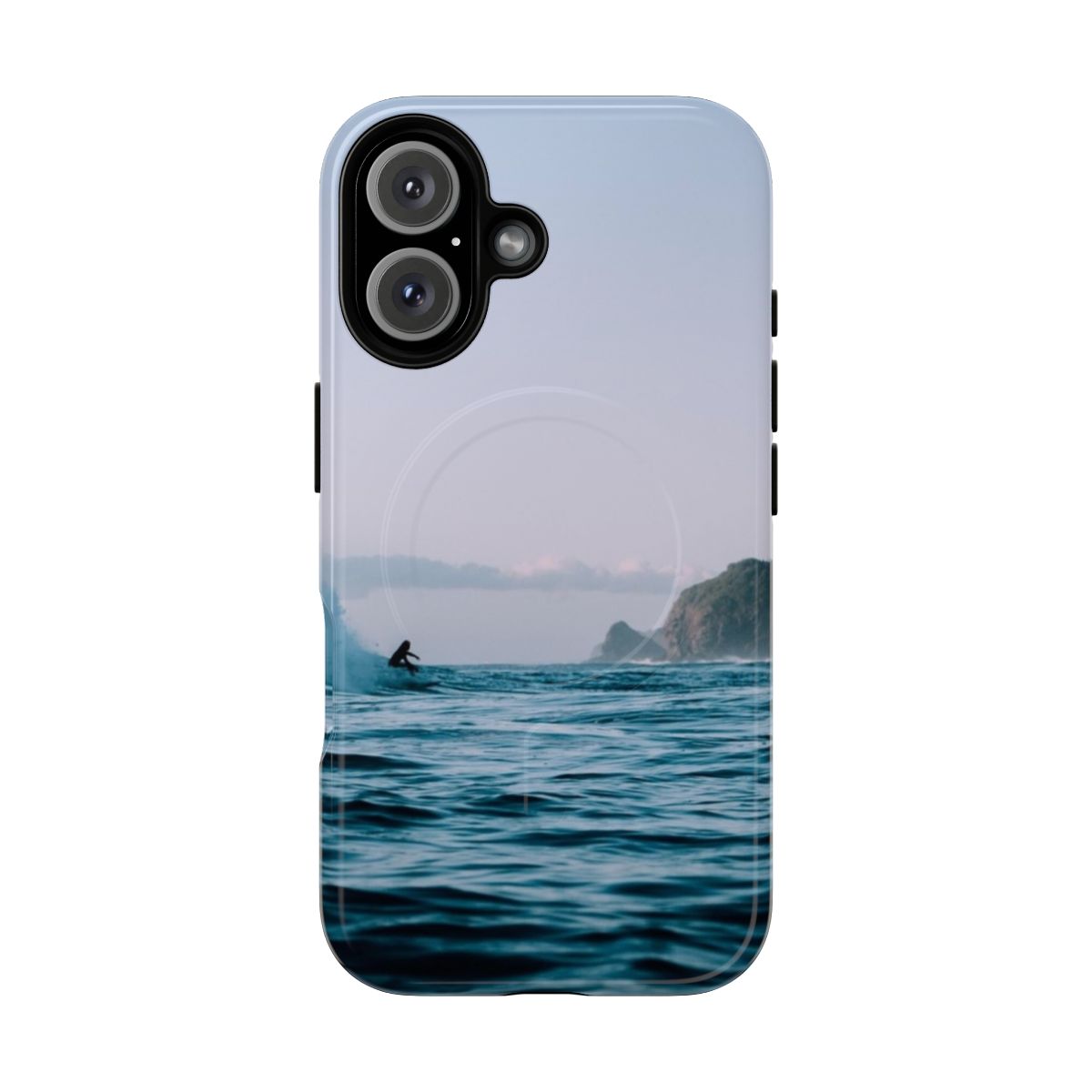 Waterproof and magnetic phone case with surf and beach design