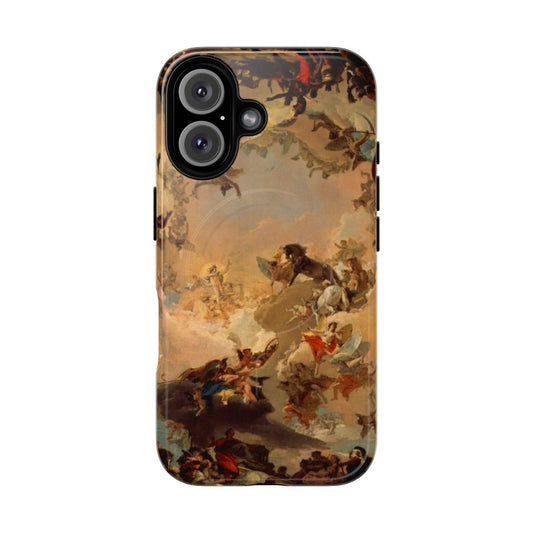 A phone case featuring a beautiful Rococo-style illustration of the planets and celestial bodies.