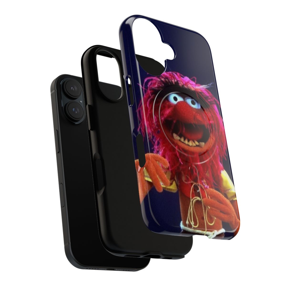 Colorful animal-inspired magnetic tough phone case with Muppets and drummer design - Layers