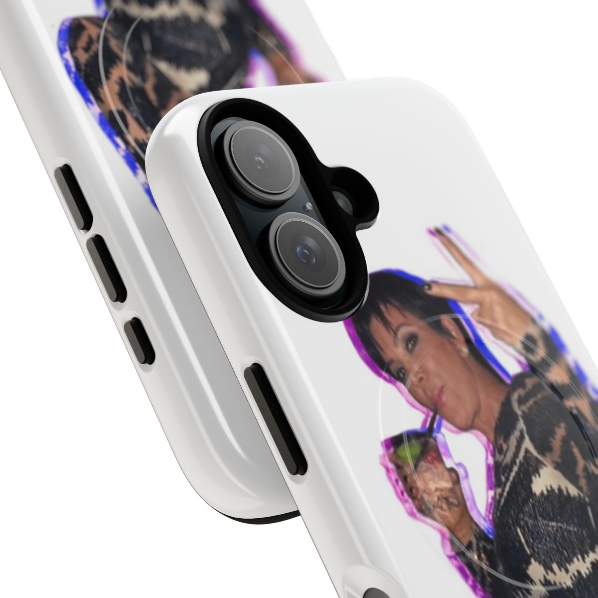 Edgy phone case with Kris Jenner peace sign graphic - Detail