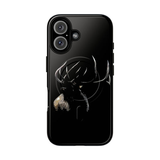 Rugged phone case with a bugling elk design, perfect for hunters, archers, and nature lovers.