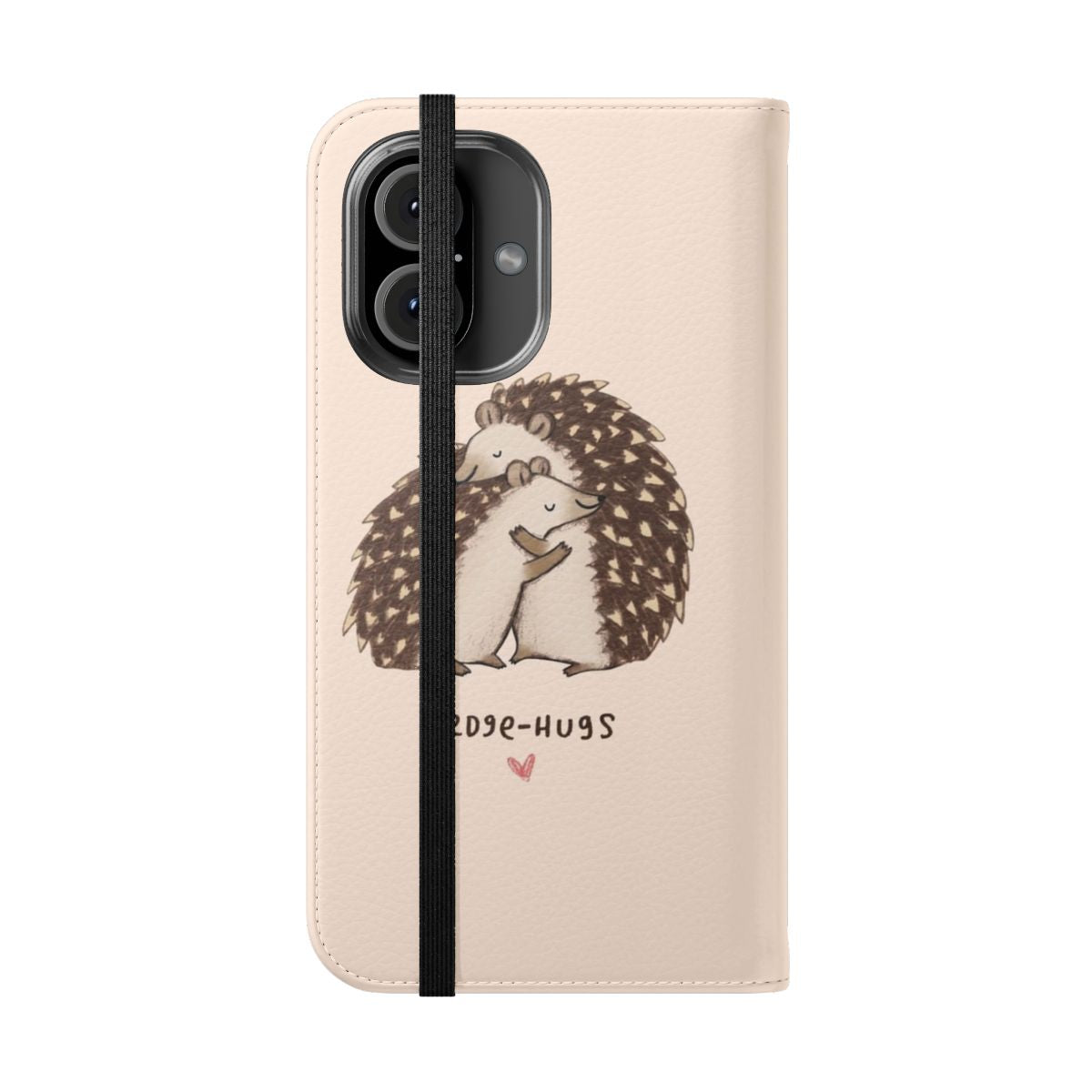 Hedgehog phone case with a cute hugging design - Folded Front