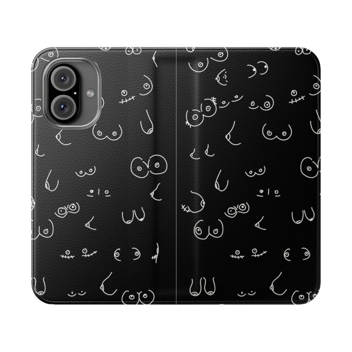 Gothic-style phone case with a bold feminist and breast awareness design.