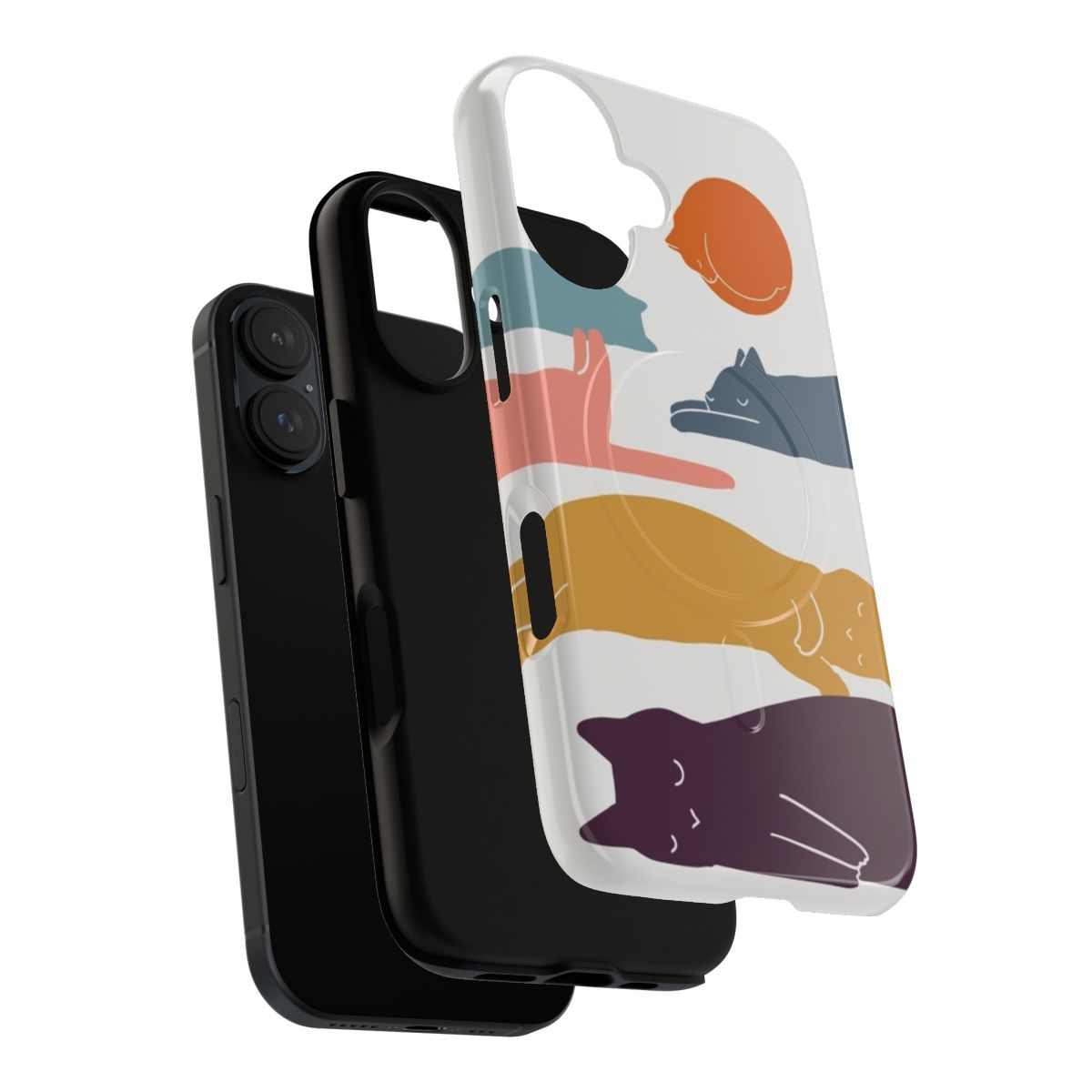 Image of an artistic cat landscape design on a magnetic phone case. - Layers