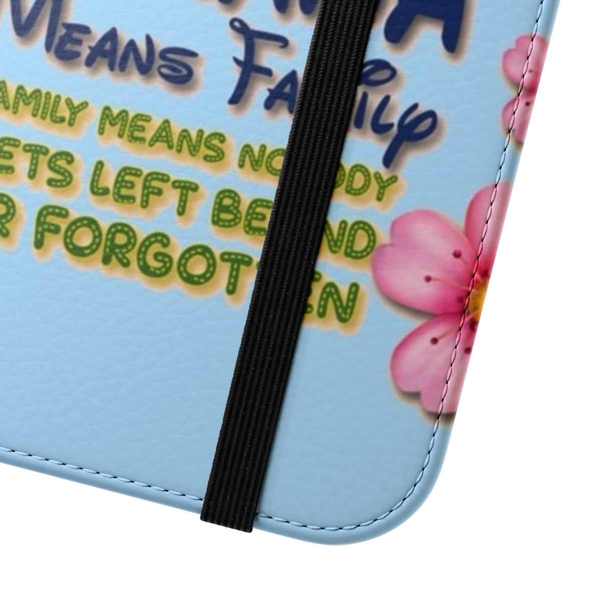 Vibrant blue and white phone case featuring beloved character Stitch from the Disney movie Lilo & Stitch - Close Up