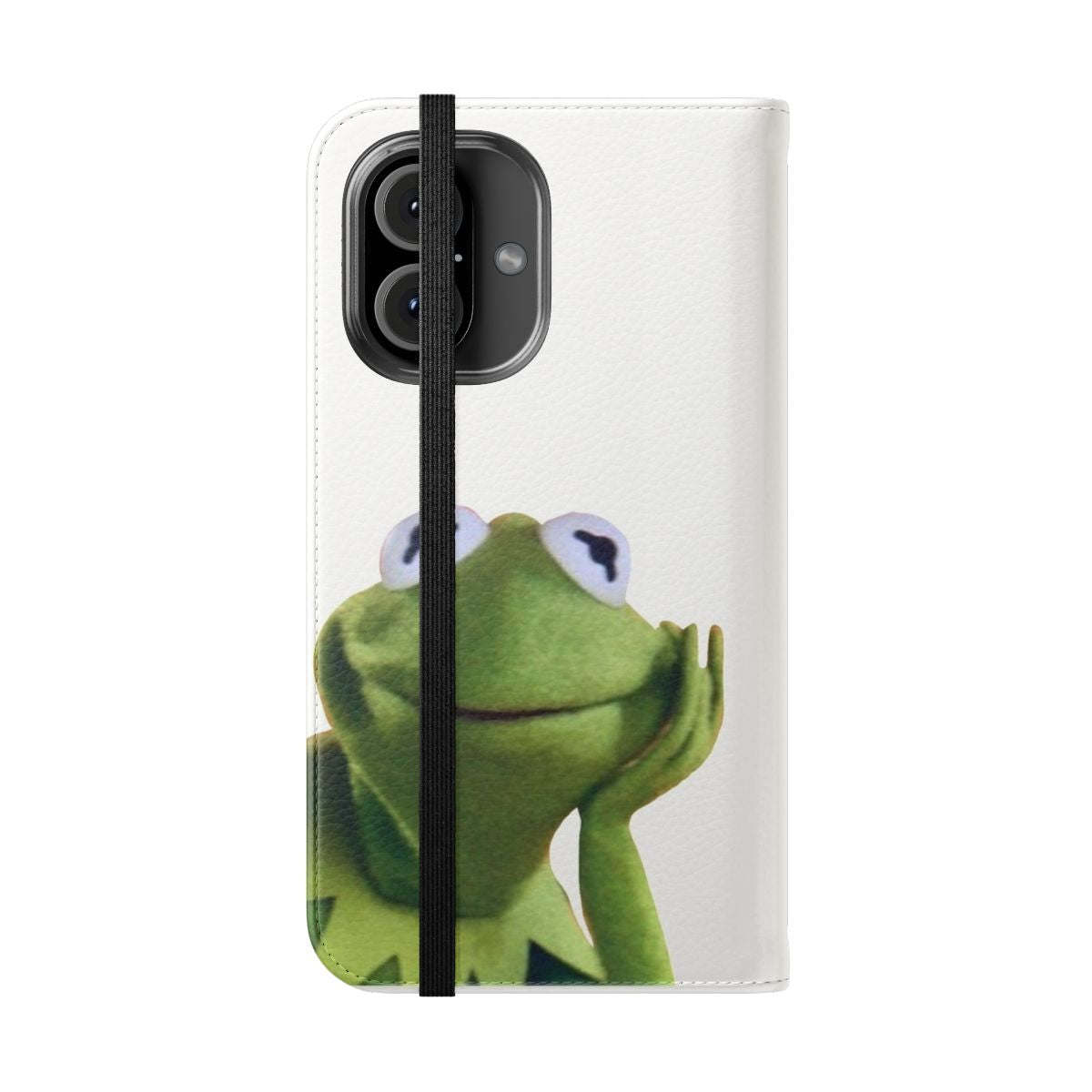 Kermit the Frog inspired flip phone case with a fun and playful design - Folded Front