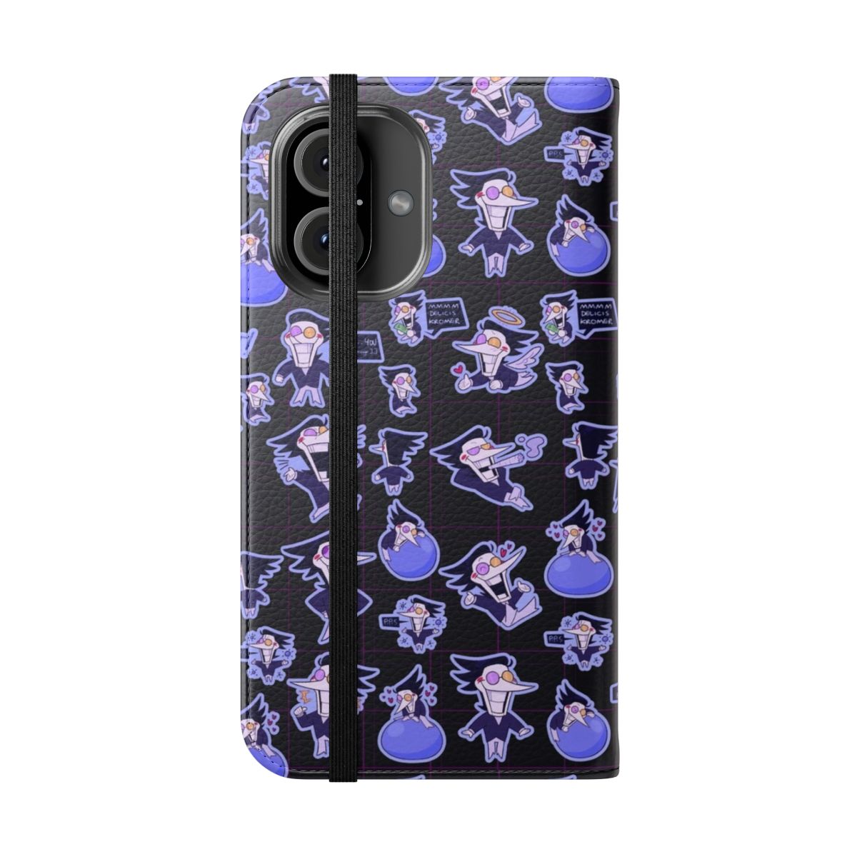 Spamton-themed flip cover phone case with Deltarune and Undertale inspiration - Folded Front