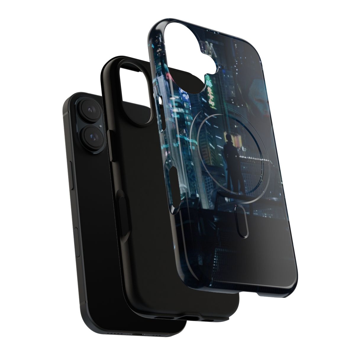 Cyberpunk-style phone case with Ghost in the Shell-inspired cityscape design - Layers