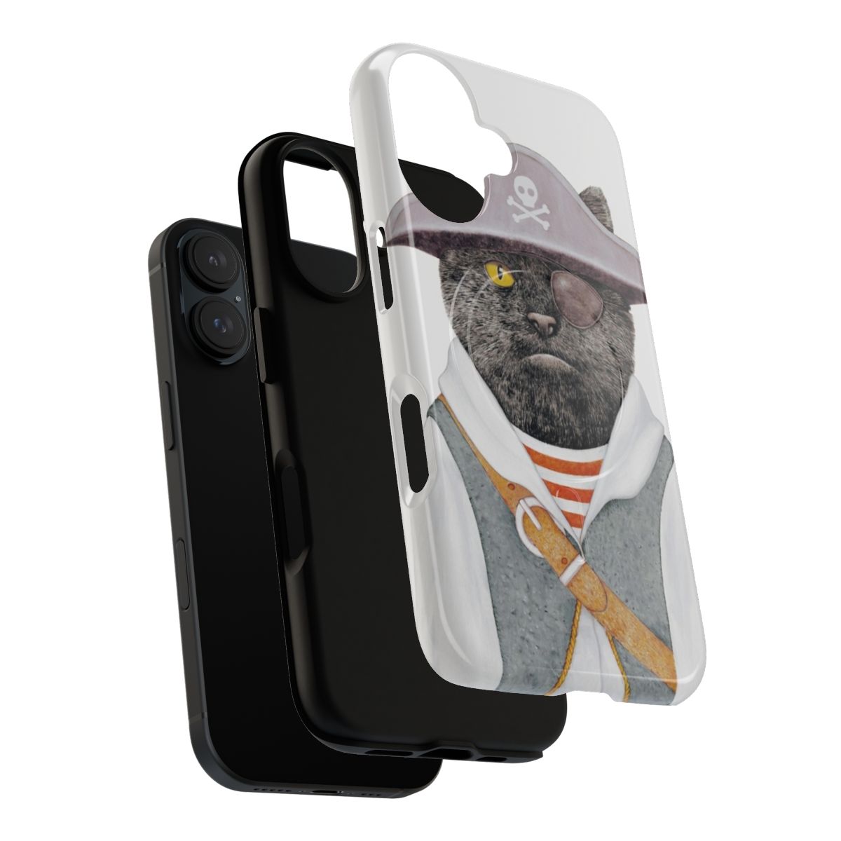 Pirate cat design on a durable phone case - Layers