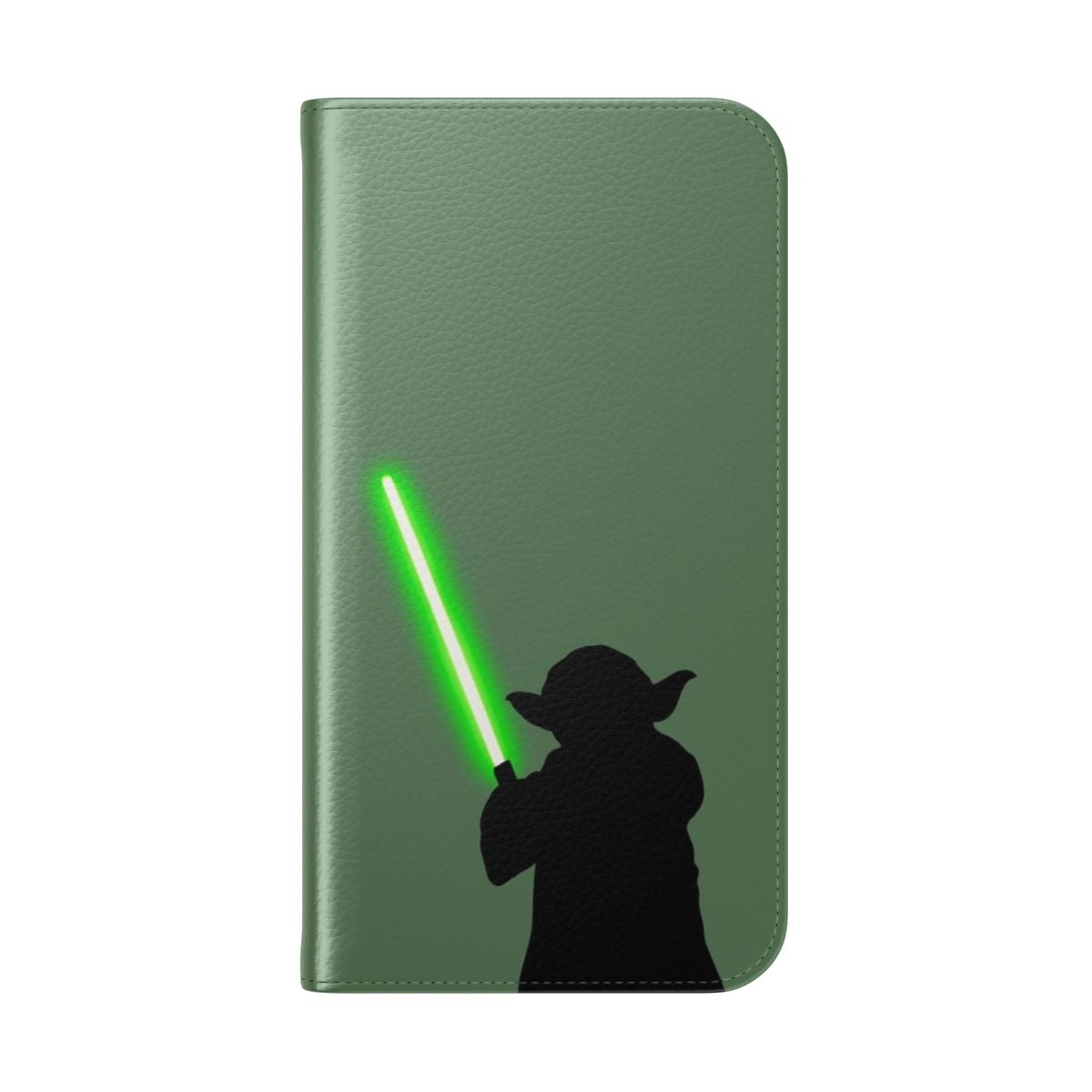 Greenery Flip Phone Case featuring Yoda and Lightsaber design - Folded Back