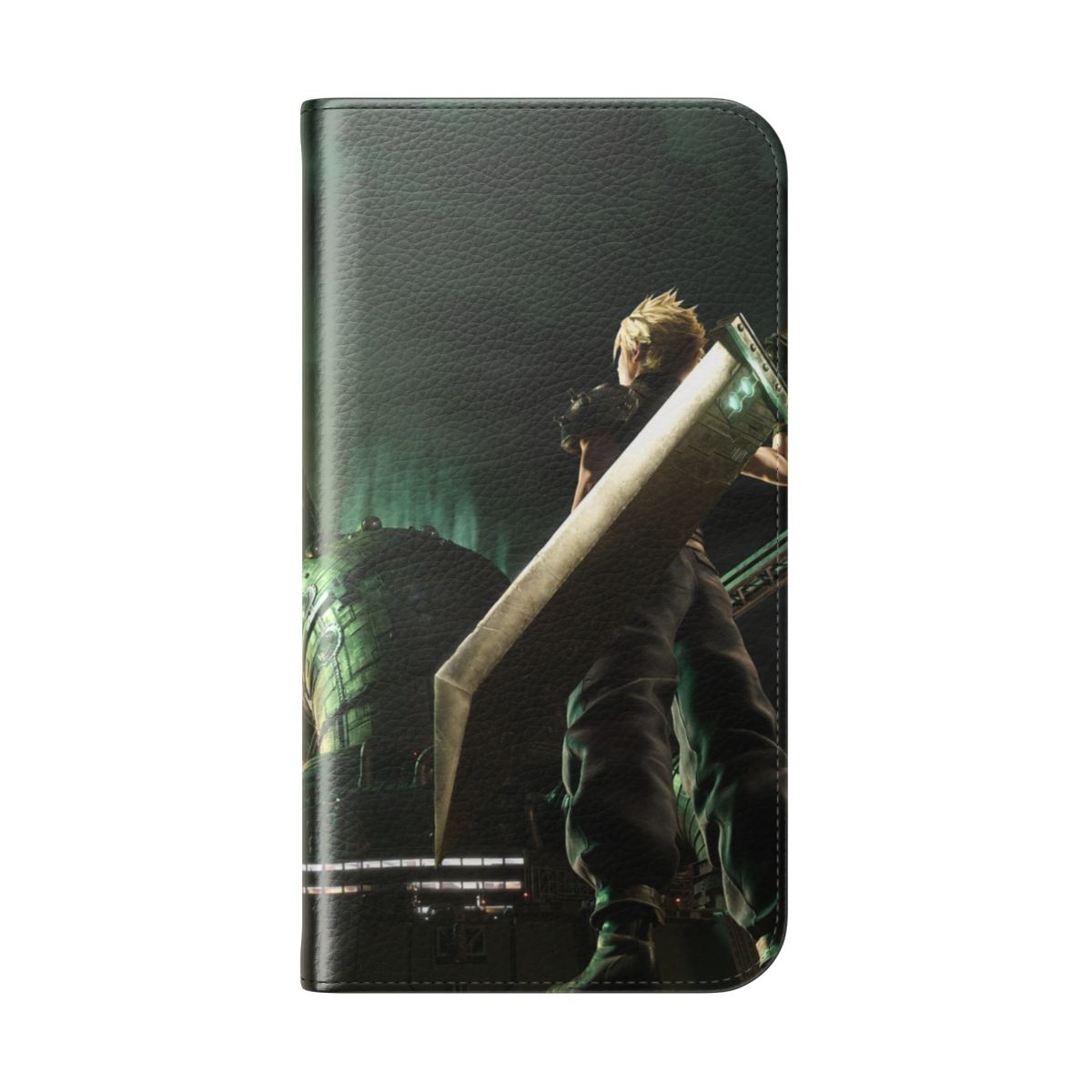 Retro-style flip phone case featuring iconic characters and locations from the Final Fantasy 7 universe - Folded Back